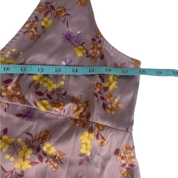 Hippie Rose Lavender Satin Floral Slip Midi Dress Fairy Babydoll Y2k Cocktail XL - Picture 5 of 13